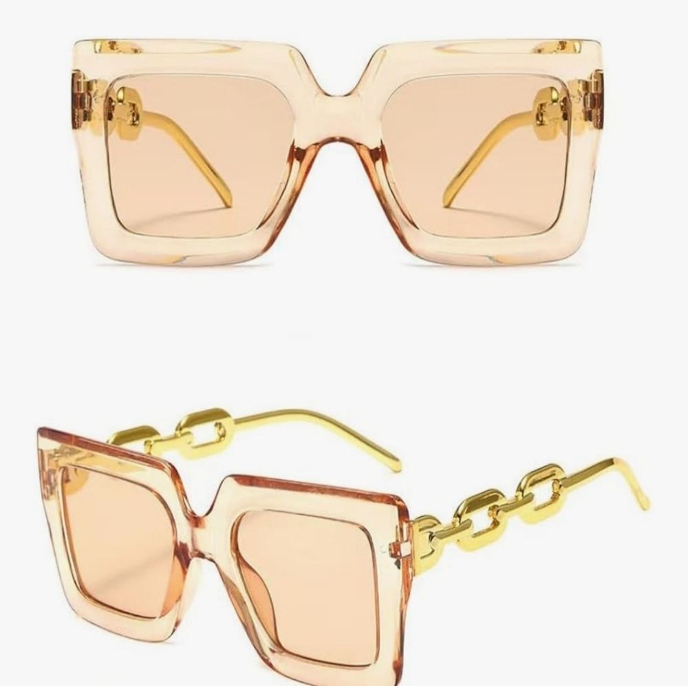 Chic Gold-Tone Square Sunglasses